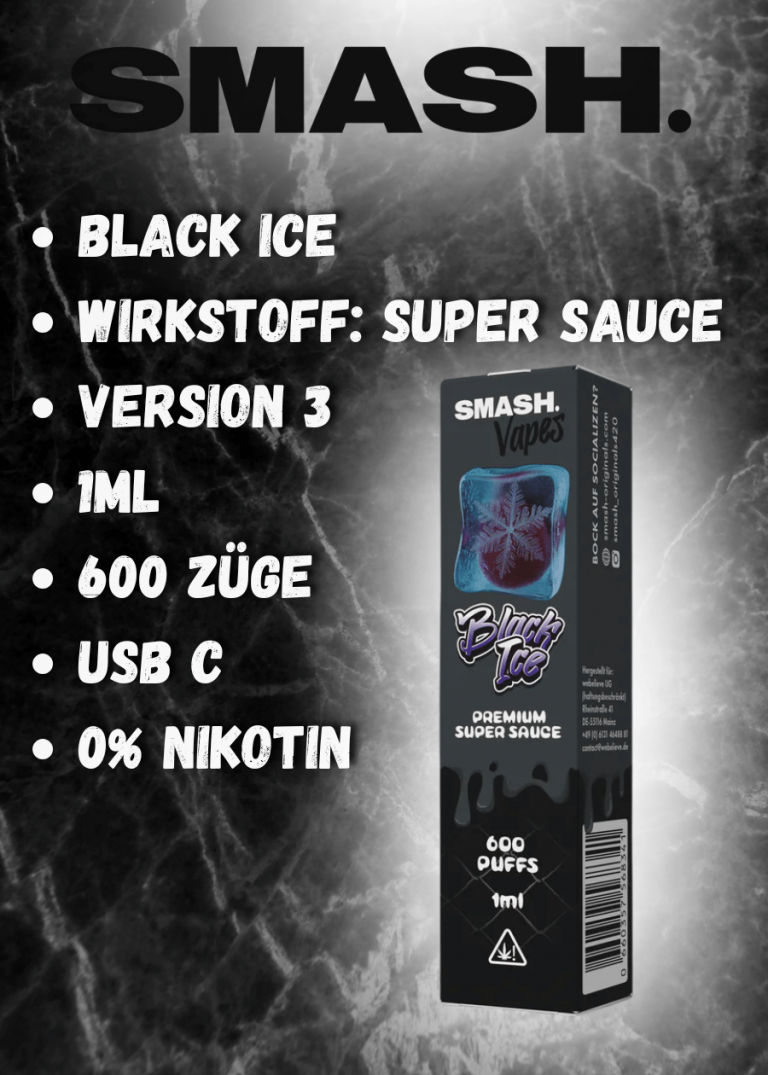 Smash Premium Super Sauce Vape Black Ice .