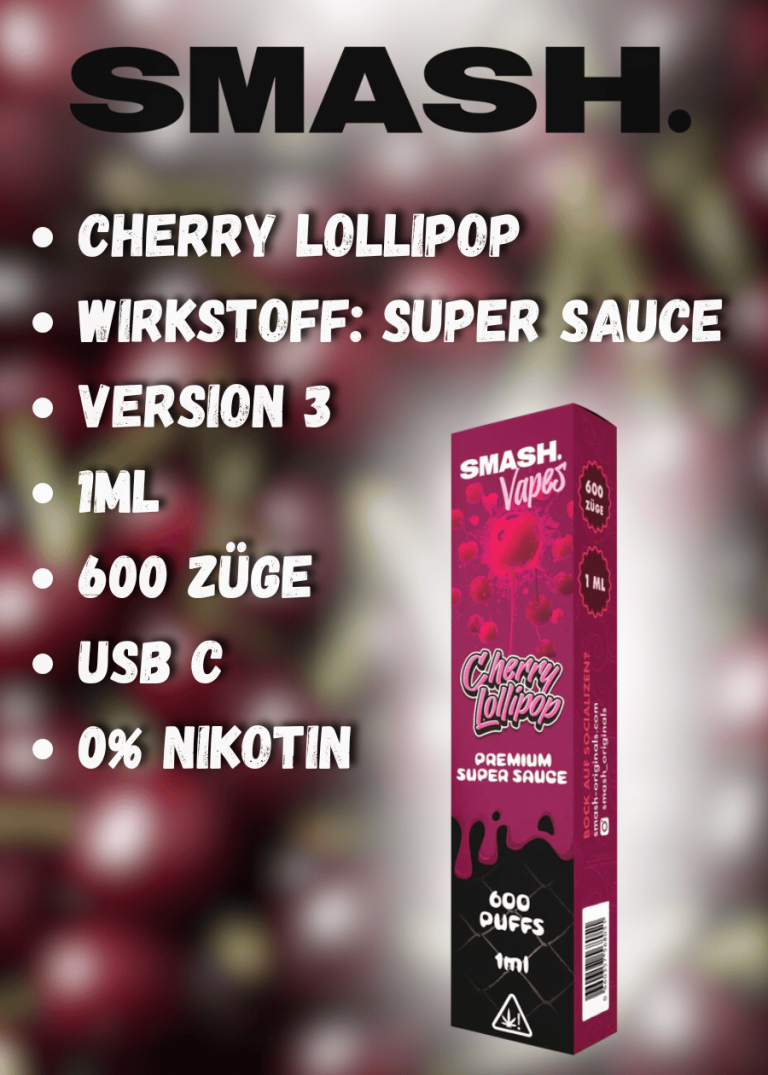 Smash Premium Super Sauce Vape Cherry Lollipop