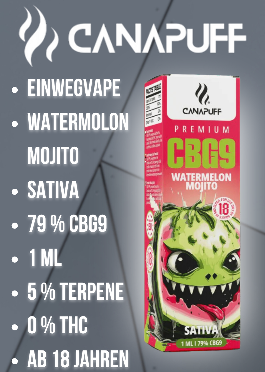 Cannapuff CBG9 Vape Watermolon Mojito