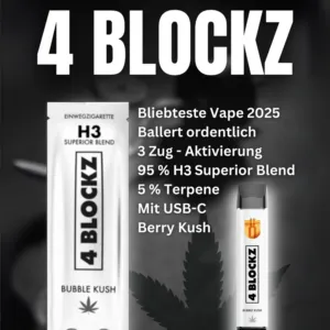 4Blockz H3 Superior Vape Bubble Kush 1ml