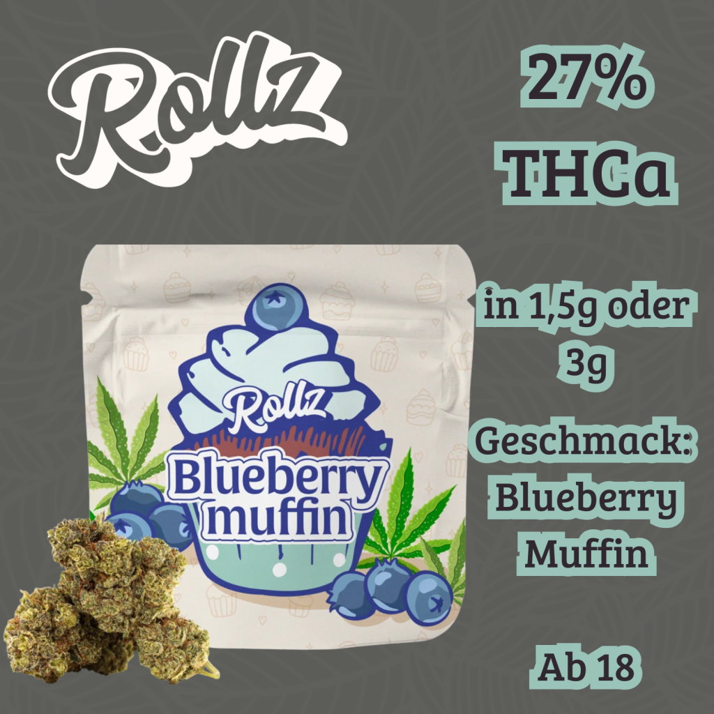 Blueberry Muffin THCa-Blueten 27% THCa von Rollz 1,5g-3g