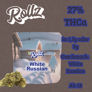 White Russian THCa-Blueten 27% THCa vonn Rollz 1,5g-3g