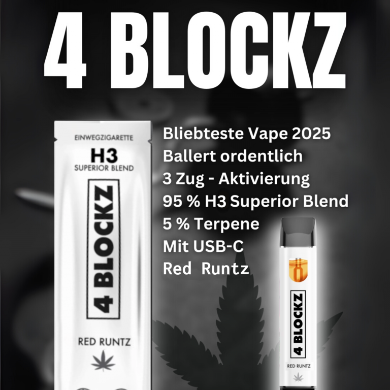 4 Blockz H3 Superior Vape Red Runtz 1ml