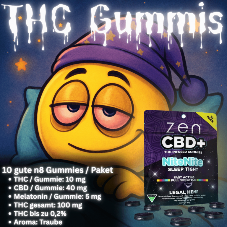 ZEN CBD+ THC Gummies infused - 10 Stück 100mg - NITE NITE Grape