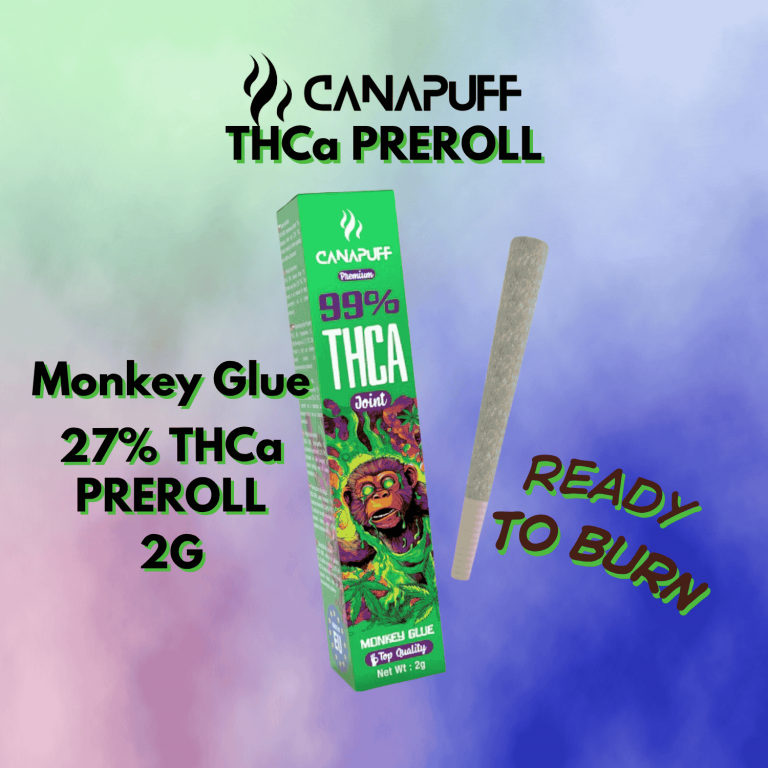 canapuff thca preroll monkey glue 27thca 2g