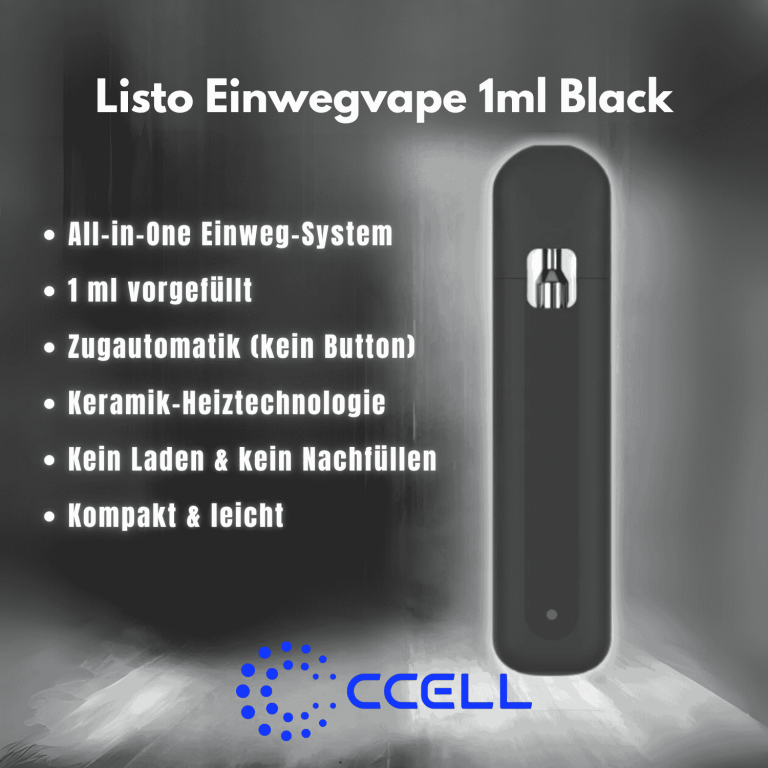 ccell einwegvape listo black 1ml